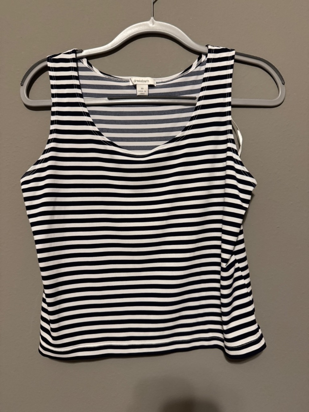 dressbarn Navy and White Striped Scoop Neck Tank